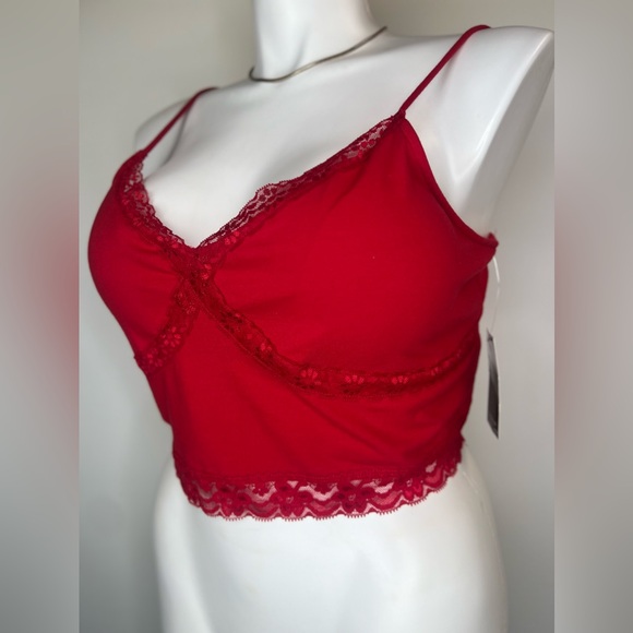 No Boundaries Red 3XL Padded Lace Trim Brami Tank Top New With Tags - Picture 9 of 16